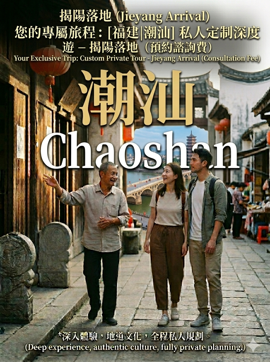 揭陽落地（Jieyang Arrival）您的專屬旅程：[福建|潮汕] 私人定制深度遊 - 揭陽落地（預約諮詢費） | Your Exclusive Trip: Custom Private Tour - Jieyang Arrival (Consultation Fee)