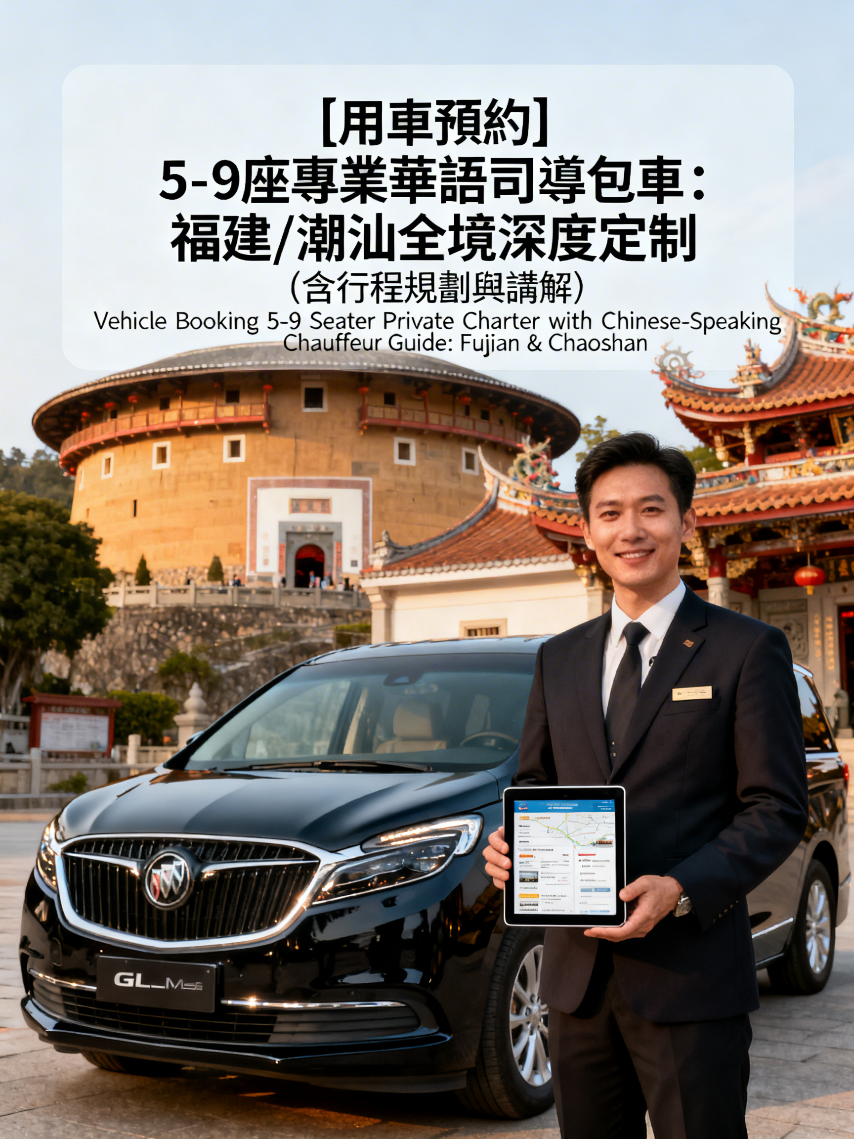 [用車預約諮詢] 5-9座專業華語司導包車：福建/潮汕全境深度定制 (含行程規劃與講解)[Vehicle Booking Inquiry] 5-9 Seater Private Charter with Chinese-Speaking Chauffeur Guide: Fujian & Chaoshan Customized Deep Tour